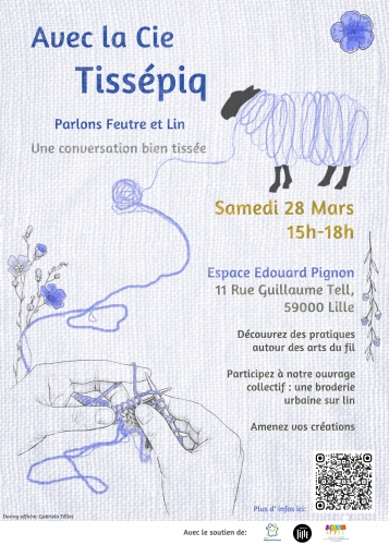 Soupe aux 3 haricots, la Cocotte, la Voix du Nord, Compagnie Tissépiq, parlons feutre et lin, espace Ernest Pignon Bois Blancs à Lille