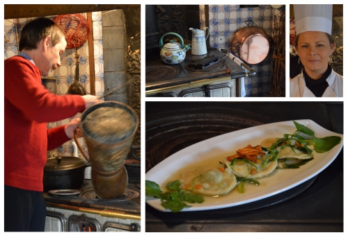 Auberge d'Inxent, chez Jean-Marc Six, chef Carole Vergeot, Ravioles d’escargots d’Airon-St-Vaast au cresson et petits légumes