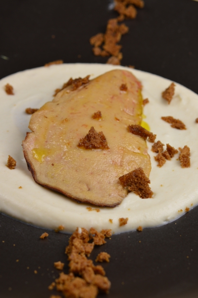 Foie gras poêlé sur mousse de céleri, foie gras, céleri